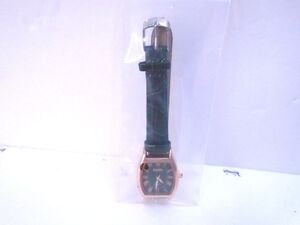 BRES Women's Watch square quartz rose gold-tone case and Green strap.